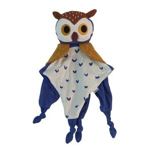Little Sleepies Owl Lovey Baby Security Blanket Blue Hearts Knots